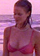 Joelle Carter sexy pink lingerie on a beach pics