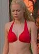 Georgina Haig red bikini cleavage pool side pics