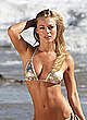 Nikki Leigh in gold bikini on a beach pics