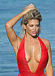 Bianca Gascoigne cleavage in red swimsuit pics