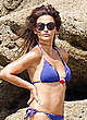 Monica Cruz in blue bikini on a beach pics