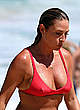 Lisa Clark sexy in red bikini on a beach pics