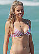 Louisa Warwick in striped bikini on a beach pics