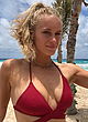 Leven Rambin busty in a skimpy red bikini pics
