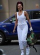 Yasmin Evans sexy, all-white outfit outdoor pics