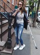 Brooke Shields looking chic in blazer & jeans pics