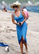 Ivanka Trump on the beach in blue dress pics