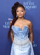 Halle Bailey posing in a blue gown pics