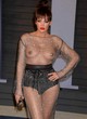 Bleona Qereti shows tits, fully sheer dress pics
