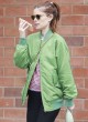 Kate Mara green jacket, black leggings pics