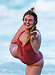 Iskra Lawrence in red swimsuit candids pics