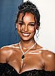 Jasmine Tookes busty in sheer strapless dress pics