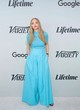 Amanda Seyfried posing in a chic blue outfit pics