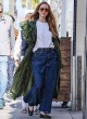 Jennifer Lawrence olive trench and denim jeans pics