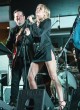 Miley Cyrus in black mini dress and blazer pics