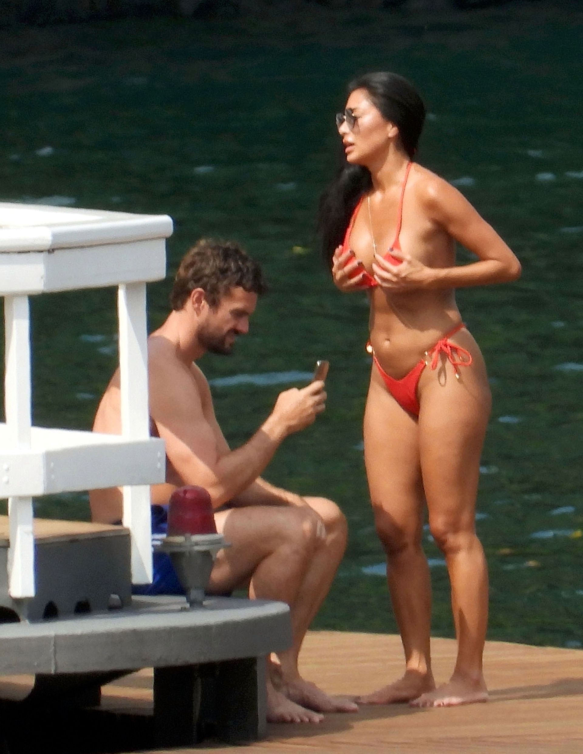 Nicole Scherzinger Fantastic Boobs and Ass in Red Thong Bikini in Italy pics
