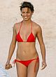 Adriana Lima paparazzi red bikini shots pics