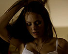 Nina Dobrev cleavage black bra and panty videos